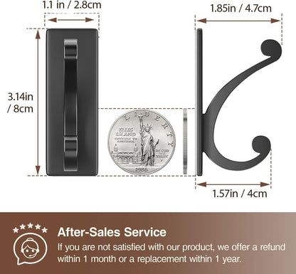 Adhesive Wall Hook for Towel/Coat - Extra Sticky 10LB Stainless, Stick on Hanger for Bath or Shower, Matt Black 8-Pack