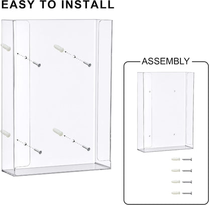 Amazing Abby Acrylic Glove Box Holder, Wall-Mounted Glove Dispenser, Floating Glove Box Organizer, Large Size (for 3 Boxes), 10.5" W x 15.0" H x 3.5" D (Mounting Hardware Included)