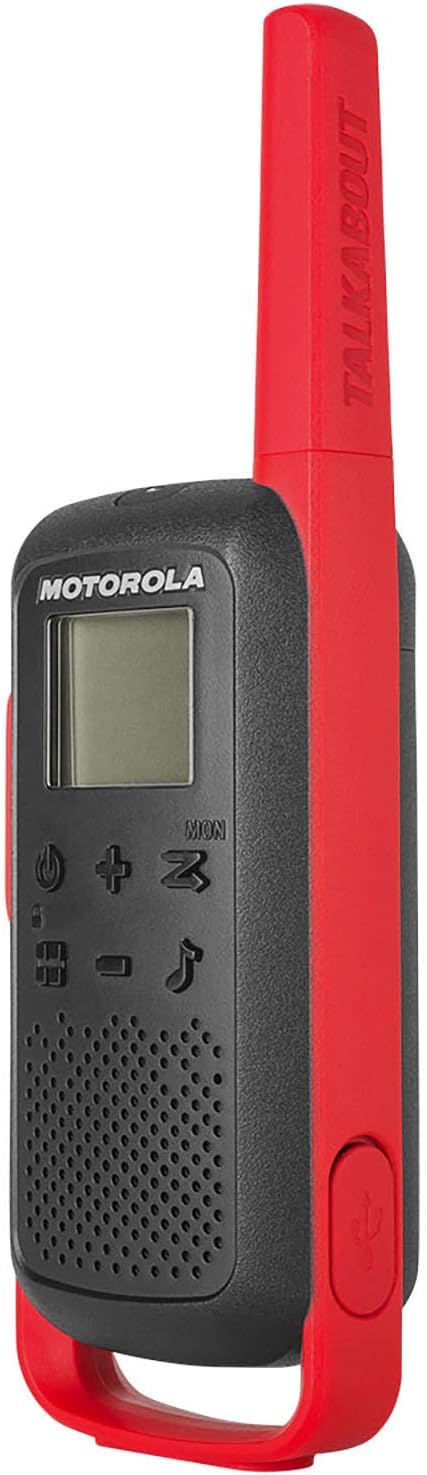 Motorola Solutions, Portable FRS, T210TP, Talkabout, Two-Way Radios, Rechargeable, 22 Channel, 20 Mile, Black W/Red, 3 Pack