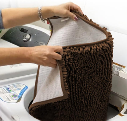 Muddy Mat® 4-Piece Brown Medium 30"X19" AS-SEEN-ON-TV Highly Absorbent Microfiber Door Mat, Bath Mat and Pet Rug, Non Slip Thick Washable Soft Chenille for Kitchen Bathroom Bedroom Indoor and Outdoor