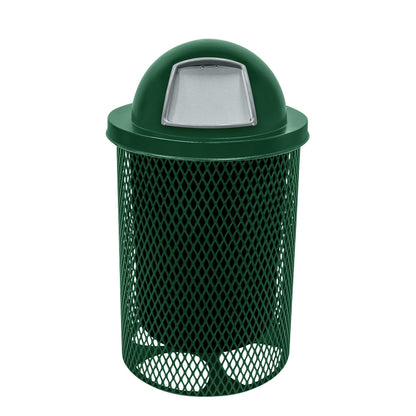 COATEDOUTDOORFURNITURE RDT-GRN Heavy Duty 32 Gallon Round Trash Receptacle, Liner Included, Green with Dome Lid, Made in America