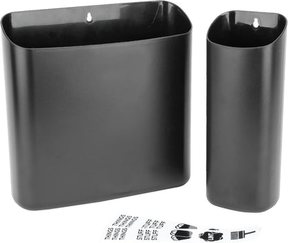 JS Jackson Supplies Black Lint Bin with Magnetic Back (Set of 2), Large and Small Space Saving Trash Bins and Organizers for Laundry Room and Kitchen, Wall Mountable
