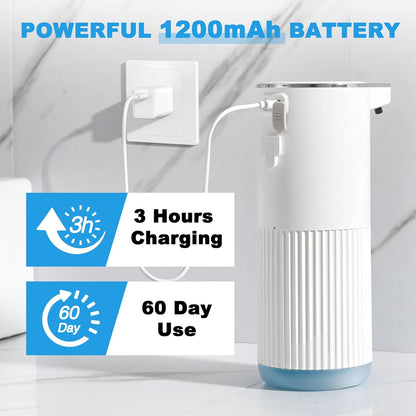 Automatic Soap Dispenser, 2 Pack White Touchless Liquid Soap Dispenser for Bathroom, 13.5 Fl Oz Plastic Electric Auto Dish Soap Dispensers Wall Mount for Kithcen with Adjustable Volume