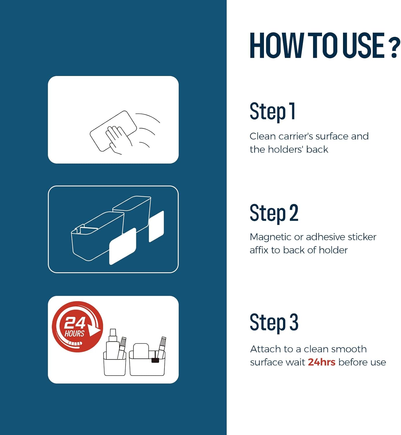 loukin Magnetic & Adhesive Dry Erase Marker Holder with Diver, 1 Small + 1 Mini, Magnetic Storage Organizer for Whiteboard or Refrigerators (White)