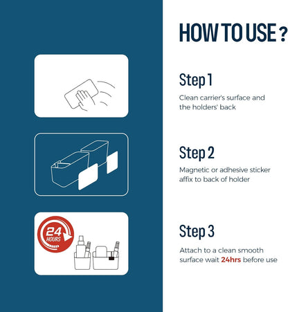 loukin Magnetic & Adhesive Dry Erase Marker Holder with Diver, 1 Small + 1 Mini, Magnetic Storage Organizer for Whiteboard or Refrigerators (Black)