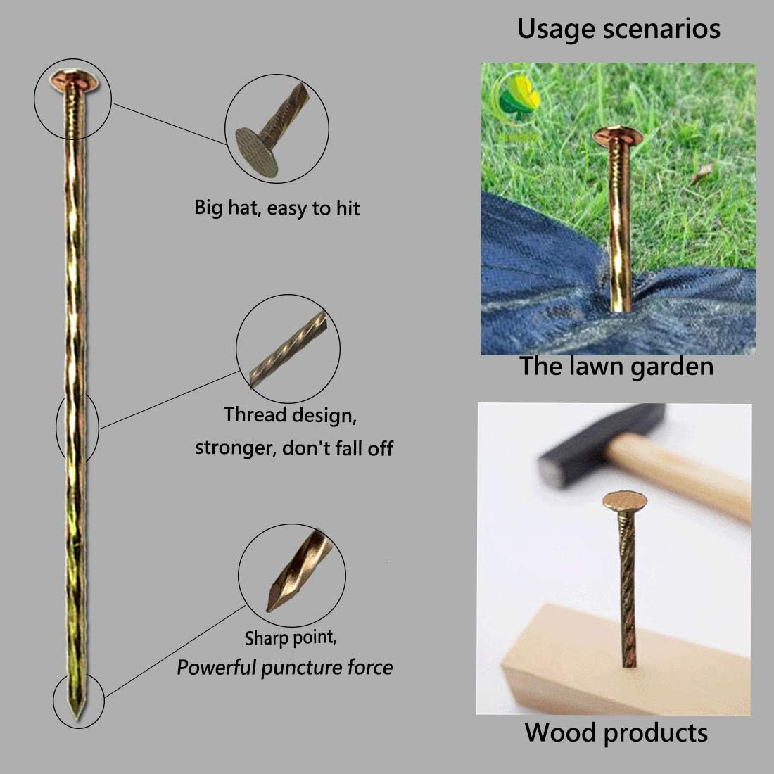 Camping Stakes Tent Pegs 9 Pack 8" Galvanized Non-Rust Metal Edging Spike, Garden Spiral Landscape Piles/Anchors for Paver Edging, Turf Stakes, House Construction, Carpentry Nail, Tent Stakes