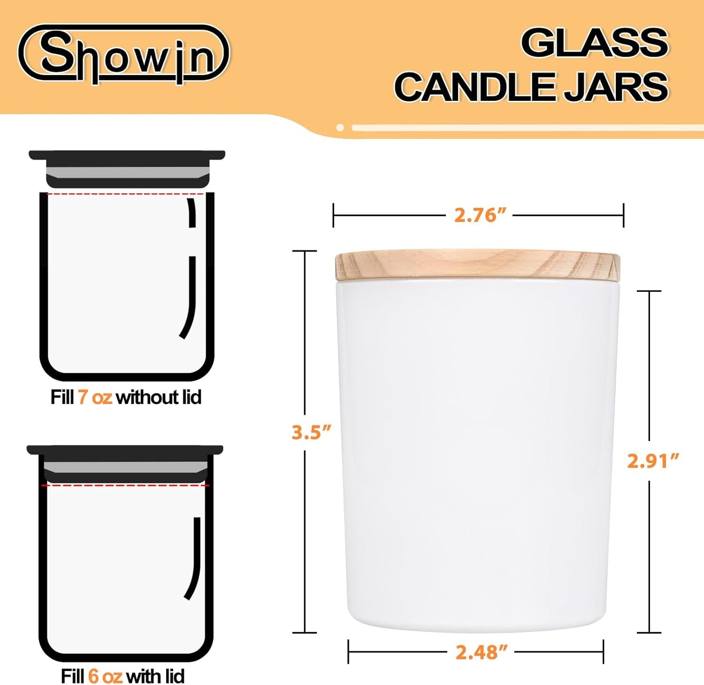 Thick Candle Jars for Making Candles 12 Pcs, 7 OZ Empty Jars with Wood Lids for Candle Making, Sample Container, Light White