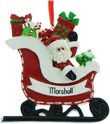 Personalized Christmas Ornaments 2024 - Customized Santa in Red Sleigh Keepsake Ornaments for Christmas Tree