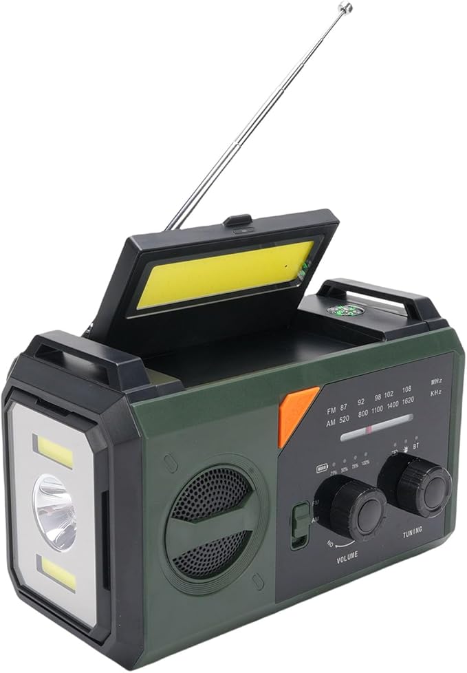 Emergency Radio Portable AM FM NOAA Weather Radio with 30000mAh Power Bank Hand Crank Solar Charging SOS Alert Flashlight Compass Reading Light for Outdoor Camping Survival