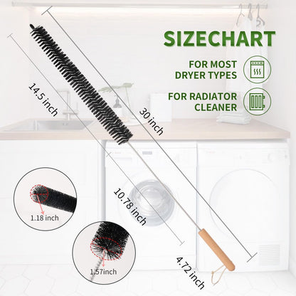 Dryer Lint Brush Vent Cleaner 30 inch Refrigerator Coil Cleaning Brushes Clothes Trap Duct Remover, Crevice Cleaning Brush, Washing Machine Cleaning Tools for Household (2 Pack)