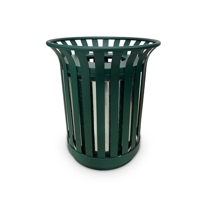 Outdoor Metal Slatted Trash Receptacle,Waste Receptacle，Commercial Trash Cans,Zone Round Garbage Bin,Square Hotel Street Patio Indoor Metal Stan (Large - Green)