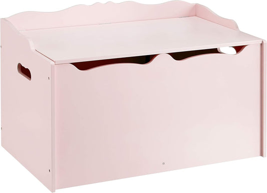Amazon Basics Kids Toy Box, Wooden Organizer Storage Chest, Pink, 30" x 18" x 19"