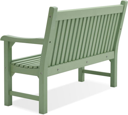 Psilvam Garden Bench, 2-Person Poly Lumber Patio Bench, All-Weather Outdoor Bench That Never Rot, Memorial Bench, Suit for Garden, Porch and Park (Green)