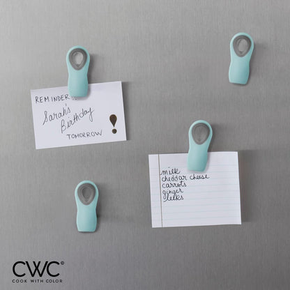 COOK WITH COLOR Bag Clips - Heavy Duty Chip Clip and Refrigerator Magnet Clips for Food Storage with Air Tight Seal Grip, Teal, Pack of 8