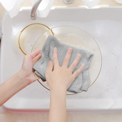 Homaxy 100% Cotton Waffle Weave Kitchen Dish Cloths, Ultra Soft Absorbent Quick Drying Dish Towels, 12 x 12 Inches, 6-Pack, Light Gray