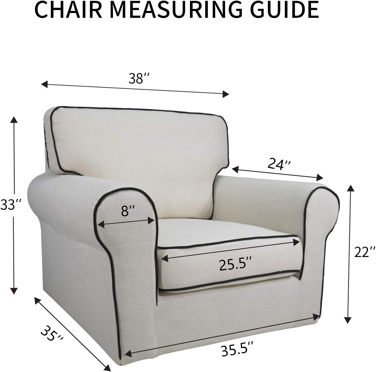 PureFit Reversible Quilted Sofa Cover, Water Resistant Slipcover Furniture Protector, Washable Couch Cover with Non Slip and Elastic Straps for Kids, Dogs, Pets (Chair, Black/Beige)