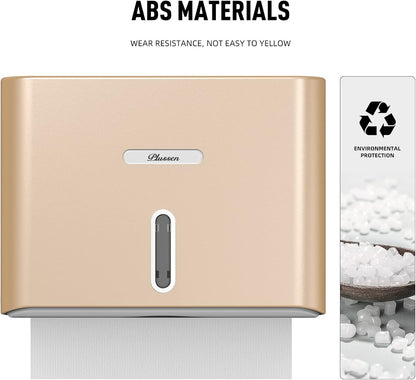 Paper Towel Dispenser Wall Mount, Adhesive No Drilling Multifold Trifold C Fold Commercial Hand Towel Dispenser,Gold