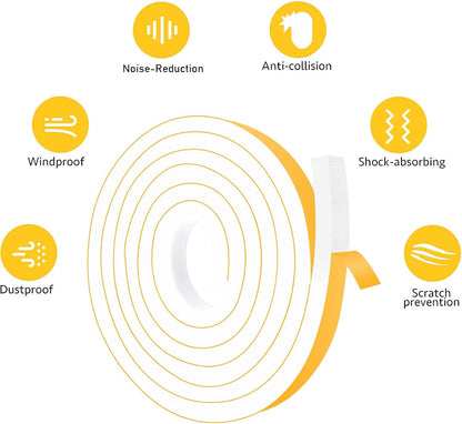 Upgraded Strong Adhesive Foam Weather Stripping Door Seal Insulation Tape for Insulating Door,Window, Air Conditioner Noise-Reduction Self Adhesive Sealing Weatherstrip (1 in x 1/2 in x 10 Ft)