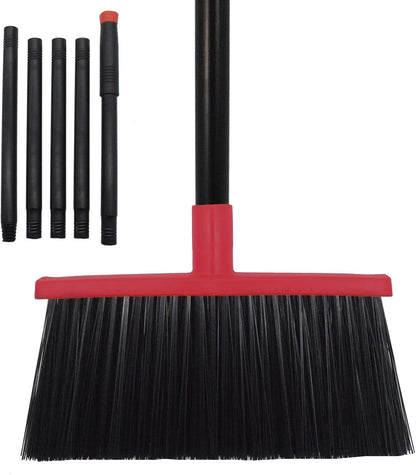 Heavy-Duty Adjustable Angle Broom with 56" Steel Handle - Ideal for Home, Garage, Kitchen, Bathroom, Office, and Outdoor Use - Durable & Efficient Cleaning Tool for Hard Floors (Red)