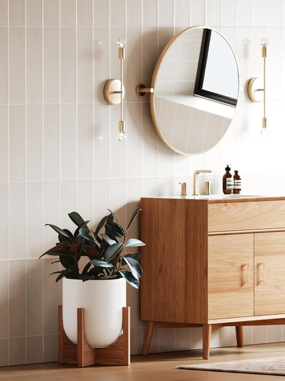 LE TAUCI 10 Inch Plant Pot, Ceramic Pots for Plants with Drainage Hole and Rubber Plug, Plant Pots Indoor for Olive Tree, Cylinder Planter Pot for Home Patio Office, White