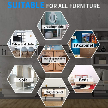 Furniture Sliders Multi-Surface 2-in-1 Reusable Moving Pads for All Floor Types - 4 Pack 5" Carpet Sliders and 4 Hardwood Socks - Protect Floor and Easier to Move Your Furniture