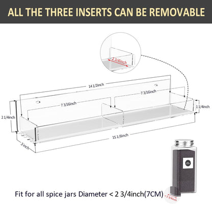 Acrylic Spice Rack Wall Mount, Hanging Spice Shelf Racks for Seasonings, Kitchen Spice Jars Wall Organizer Storage Holder, 2 Pack