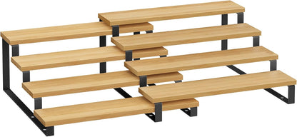 SONGMICS Display Risers, Set of 2 Engineered Wood Perfume Organizer Stand, 4-Tier Cupcake Stand Holder, Spice Rack, Shelf Risers for Figures, Dessert Shelves, Natural Beige and Ink Black UKCS216N01