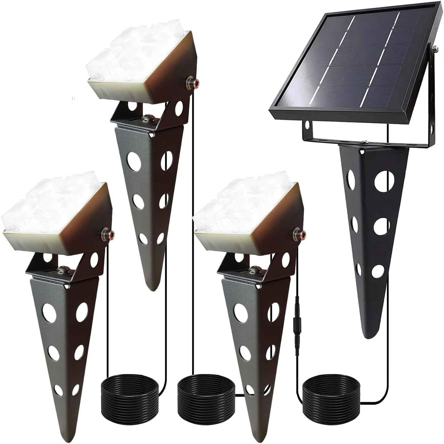 Solar Spot Lights Outdoor Waterproof IP65 Landscape Spotlights with Metal Stake 42ft Cable 3-in-1 Cool White Auto On/Off Dusk to Dawn Uplights for Flag Pole Trees Garden Yard Landscape Downlight