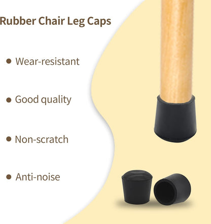 Flyshop Furniture Table Covers Non-Slip Durable Rubber Leg Tips Chair Leg Caps Floor Protectors Round Black 4PCS Size 28 mm, 1-1/8"