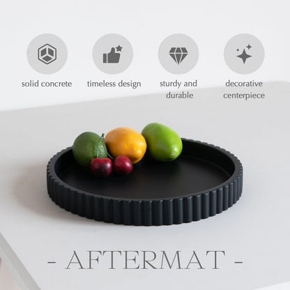 Decorative Tray for Coffee Table, Living Room, Side Table, 11" Black Round Concrete Home Decor Serving Trays for Accent Table, Console Table