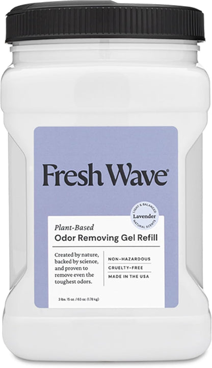 Fresh Wave Lavender Odor Removing Gel Refill, 63 oz. - Safer Odor Absorbers for Home, Natural Plant-Based Odor Eliminator, Every 15 oz. lasts 30-60 Days, For Cooking, Trash & Pets