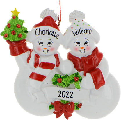 Personalized Our First Christmas Ornament 2025 Snowman Couple Ornaments Snowpeople Couples Ornament 2025 Family of 2 Snowman for a Couple Ornaments Frosty Friends Couples Unique Gifts