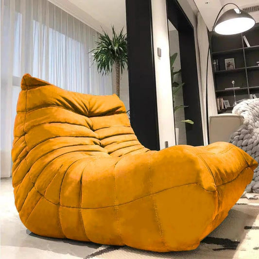 Modern Living Room Chair, Big Bean Bag Adult Floor Sofa, Togo Recliner Memory Foam Lazy Couch Suitable Balcony for Fireside Chair (Yellow)