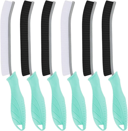 Hard Bristle Crevice Cleaning Brush-Thin Gap Scrub Brush, Small Cleaning Brush, Grout Brush, Kitchen Brush, Cleaning Tools for Toilet, Bathroom, Sink, Home, Household, Window (6, Mint)