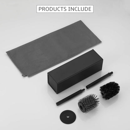 BGL Toilet Brush and Holder Set, Matte Black Freestanding for Bathroom Storage and Organization, Square Design Sturdy and Space Saving