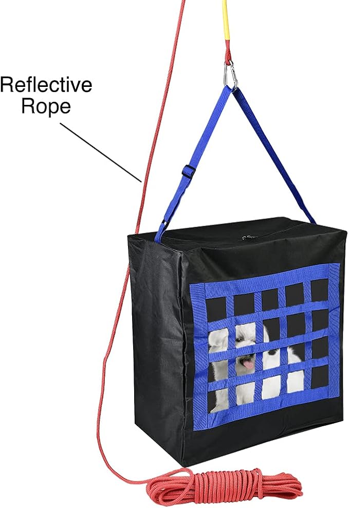 Fire Emergency Escape Bag for Pets up to 100 Pounds - Rope 50ft Incl. - Safety Equipment Carrier - Rapid Rescue Bag for Pets Animals (Large 28"x21"x14") - Life-saving Tool for Dogs, Cats - Rescue Sack