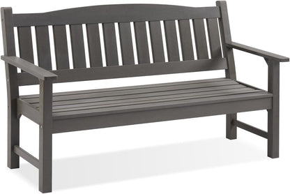 Psilvam 3-Person Outdoor Memorial Bench, All-Weather Poly Lumber Garden Bench, Rot-Resistant Outdoor Patio Bench for Park,Porch,and Church(Grey)
