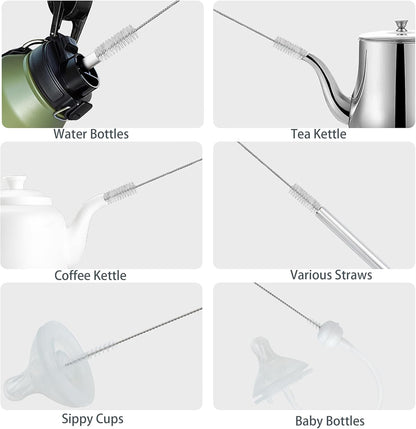 10Pack Straw Cleaner Brush- Long Stainless Steel Straw Brush for Cleaning Reusable Drinking Straws, Water Bottles and Pipes(9 * 0.4-inch)