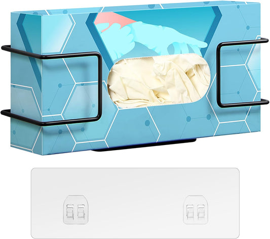 THYGIFTREE Glove Box Holder Wall Mount Disposable Glove Dispenser, Metal Glove Rack for Rubber Latex Gloves Organizer Facial Tissue, Black 1pc