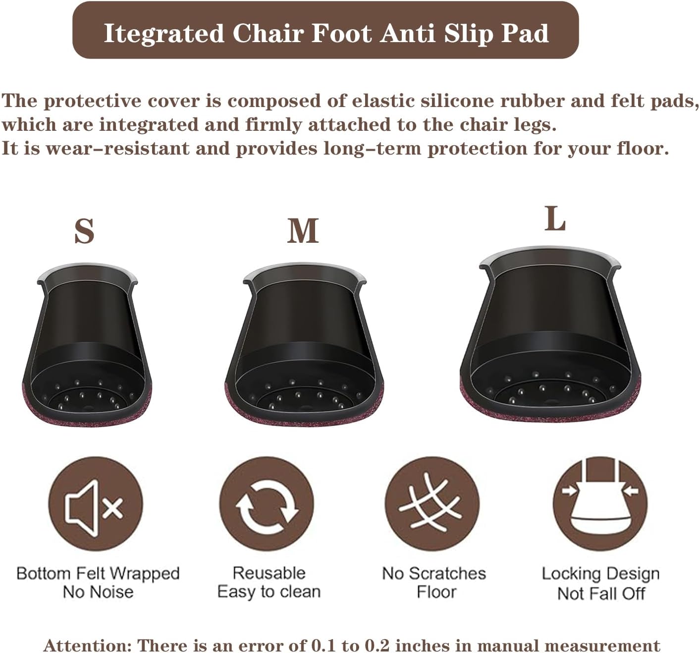 20 Pcs Chair Leg Floor Protectors for Hardwood Floors, Black Rubber Furniture Sliders with Felt, Silicone Furniture Leg Caps Covers, Fit Round Diameter (1.2" to 1.4")