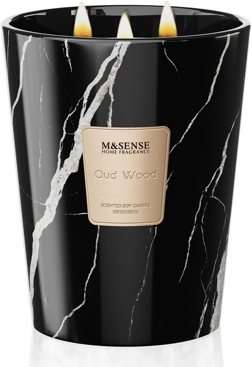 M&SENSE OudWood Scented Candles for Home, 3-Wick Highly Scented Jar Candles, Extra Large Candle 35 Oz 150 Hours Long Lasting Burning, Relaxing Aromatherapy Candle for Stress Relief, Meditation