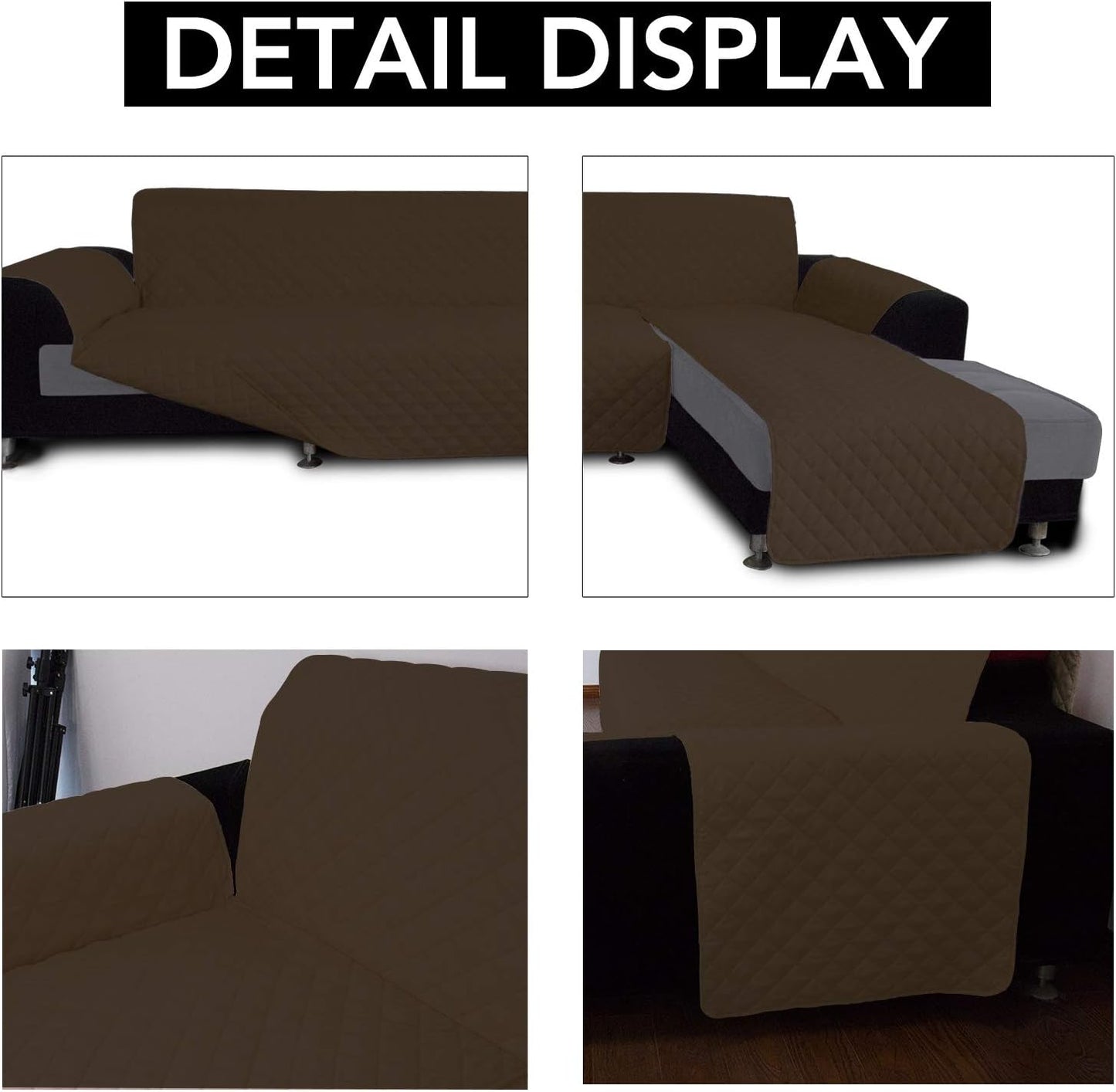 Easy-Going L Shape Sofa Cover Sectional Couch Cover Chaise Lounge Sofa Slipcover Furniture Protector Mat for Pets Dog Cat (Large, Coffee/Coffee)