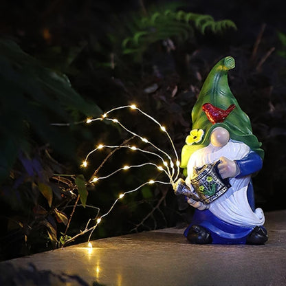 Garden Gnomes Outdoor with LED Solar Light - 11’’Spring Gnomes Decorations for Home/Yard/Patio with Lantern - Solar Garden Statues (Teapot gnome)