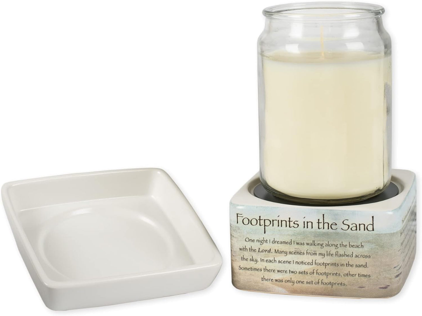 Elanze Designs Footprints in The Sand Ceramic Stoneware Electric 2 in 1 Jar Candle and Wax and Oil Warmer