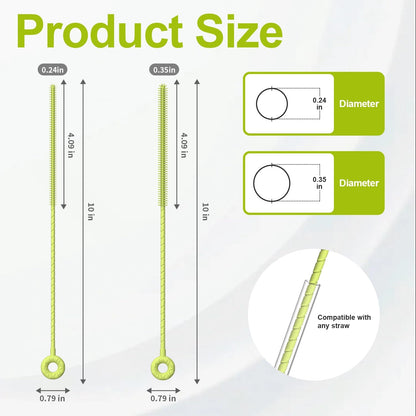 YOTIME Silicone Straw Cleaner Brush, 2 Pcs Reusable Straw Brush(6mm+9mm) for Cleaning Narrow & Wide Straws, Tumblers, Green