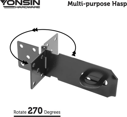 4" Door Padlock Safety Hasp Latch 2 Pcs, Door Hasp Clasp Lock Gate Shed Hasp Latch Lock for Door Window Cabinet Pet Cage Toolbox Shed Fence, 304 Stainless Steel, Matte Black Finish