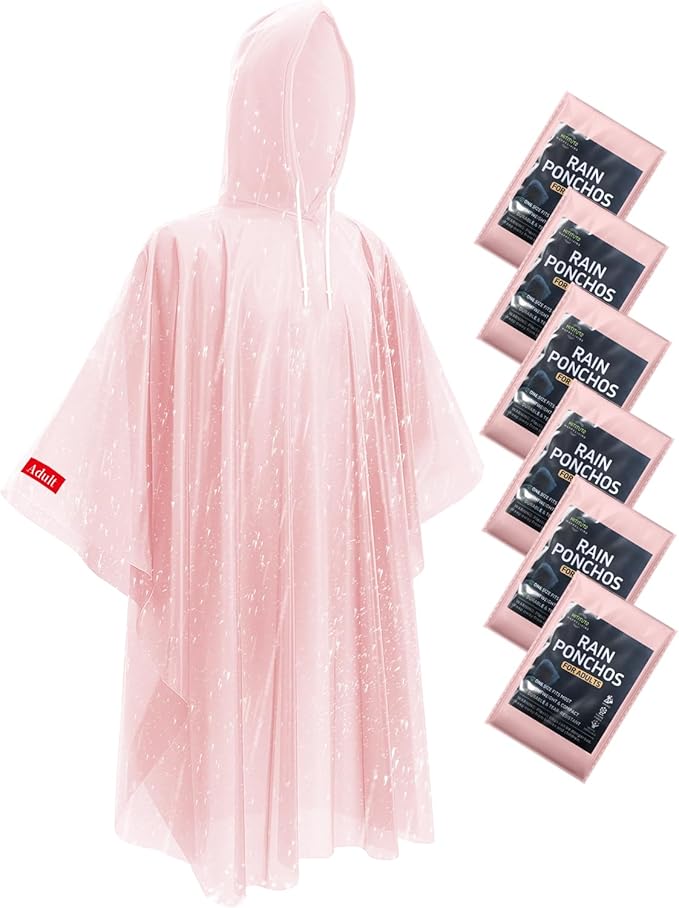 Hitituto Rain Ponchos for Adults - Extra Long Emergency Poncho with Hood, 6/12/24 Family Pack Raincoat, Home Survival Kits
