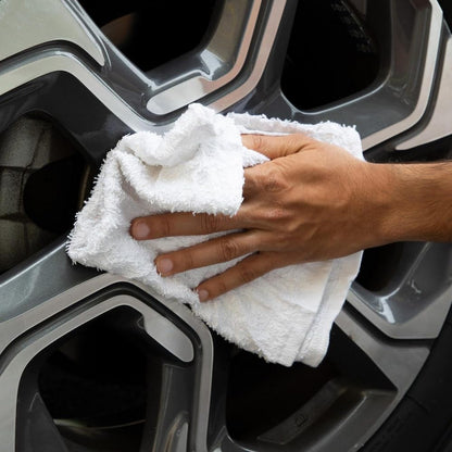 PRO SOURCE Low-Lint Virgin White 100% Cotton Terry Cloth Bar Mop Shop Towels, Absorbent & Washable: 16" x 19" with Hemmed Edges, 10 lb Box