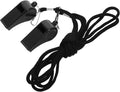 2pcs Black Abs Whistle with Lanyard Loud Outdoor Survival and Referee Whistles for Coaches Training Emergency Safety Signal Lightweight Portable Design