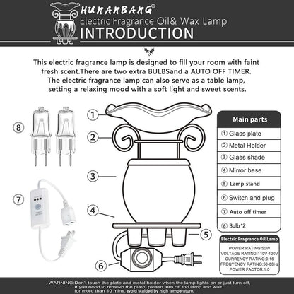HUNANBANG Electric Scented Wax Warmer - Auto Off Timer Candle Wax Melt Warmer Fragrance Burner, Lightning-Purple